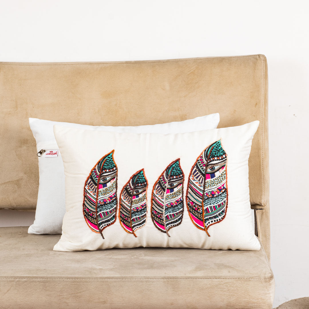 Premium Sapphire Feather Cushion Cover