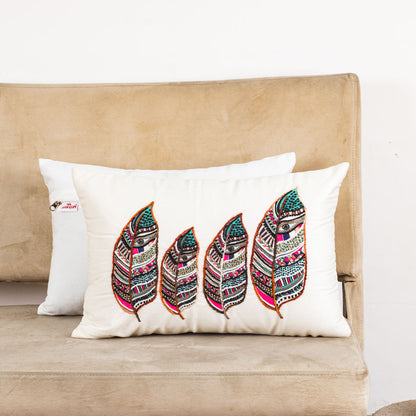 Premium Sapphire Feather Cushion Cover