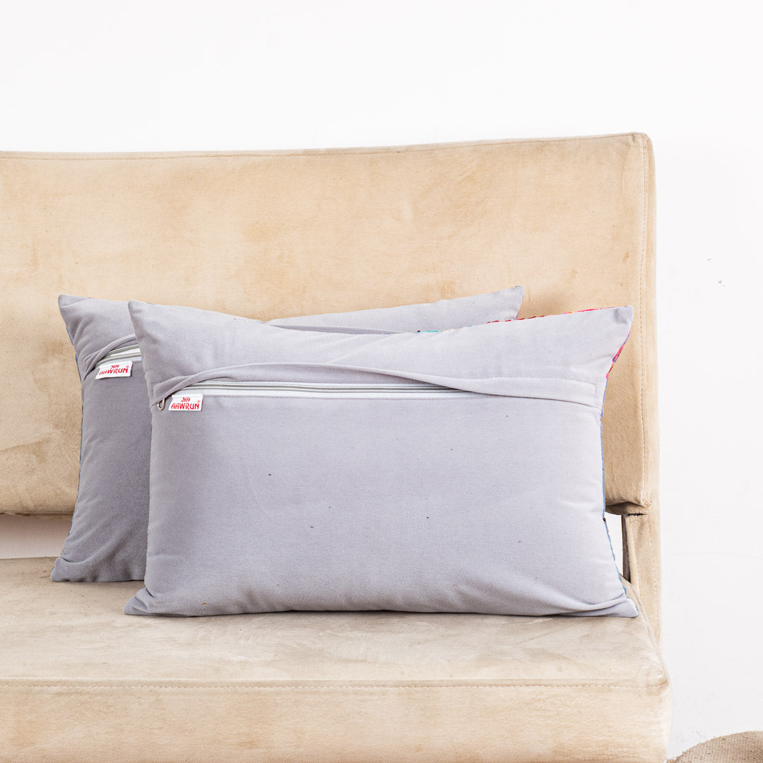 Designer Botanical Cushion Cover with Embellished Leaf Artwork