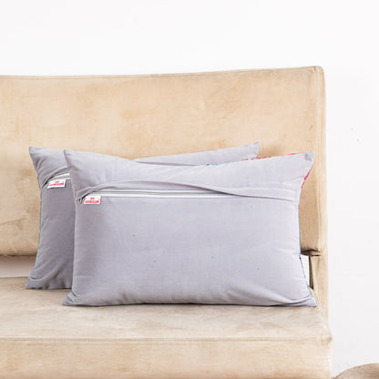 Designer Botanical Cushion Cover with Embellished Leaf Artwork