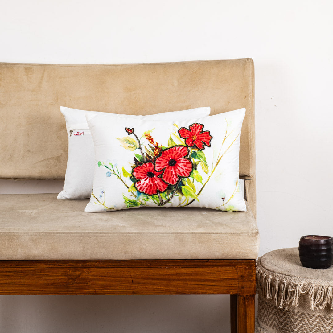 Premium Vibrabt Hisiscus Cushion Cover