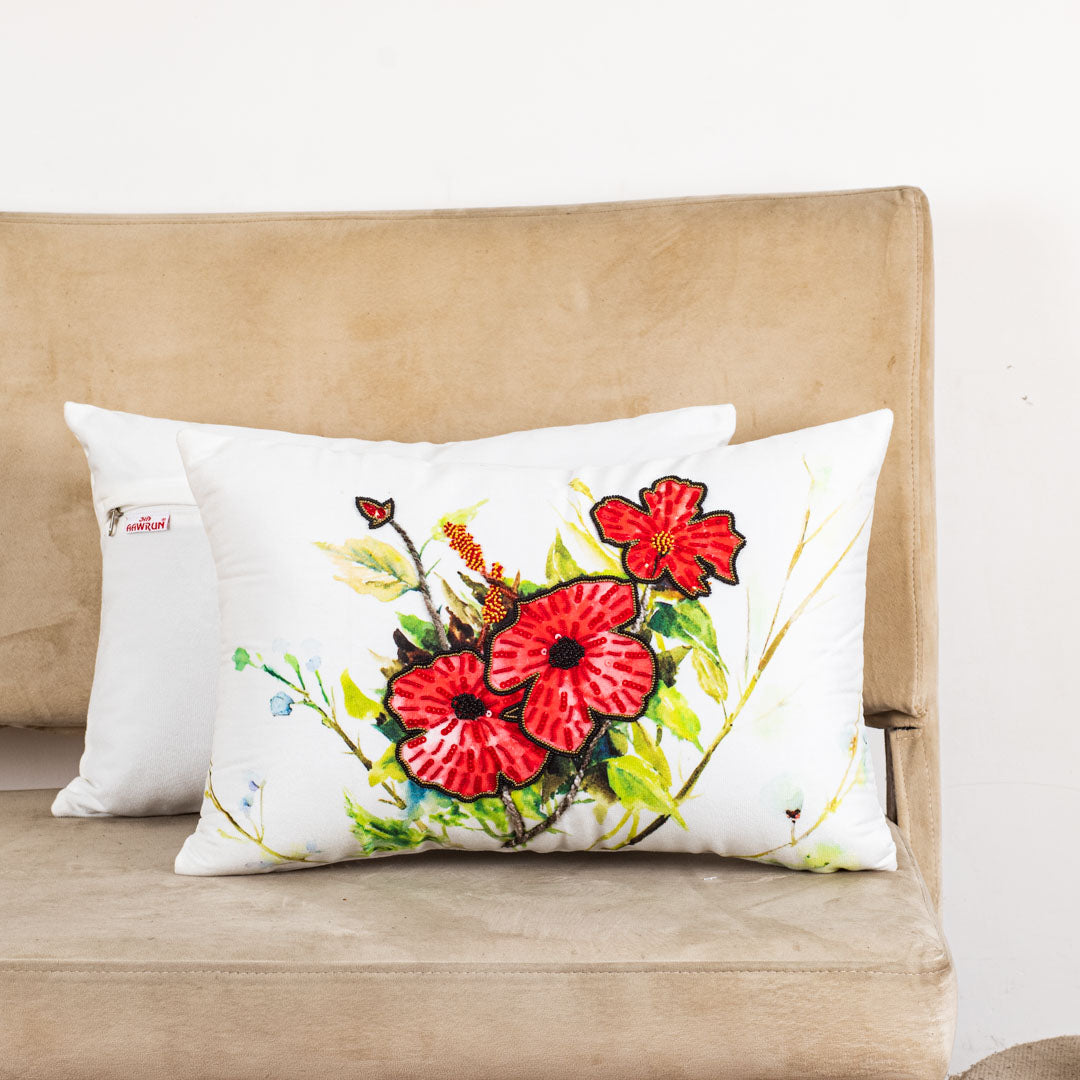 Premium Vibrabt Hisiscus Cushion Cover