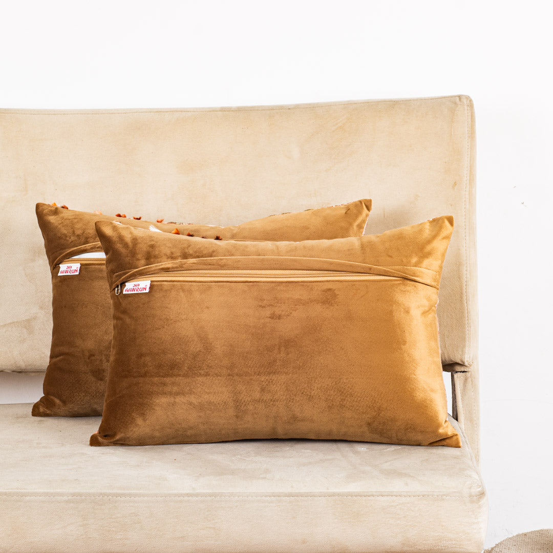 Premium Golden Kashmiri Tales Cushion Cover
