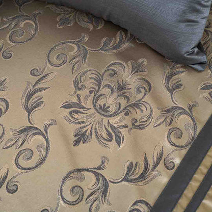 Grey and Gold pasley Jaquard King Size Mix Bedcover Set (1+2+2)