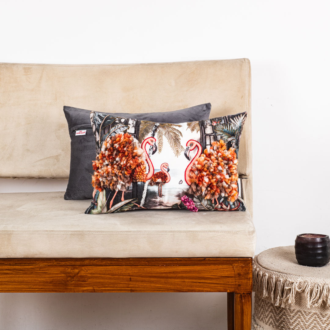 Premium Exotic Flamingos Cushion Cover