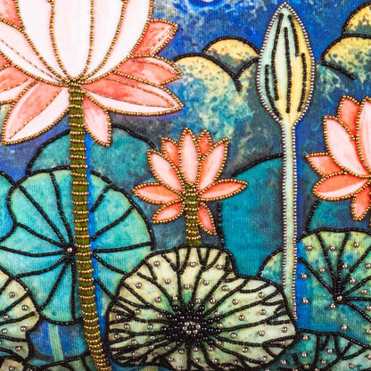 Lotus Pond Blended Velvet Cushion Cover