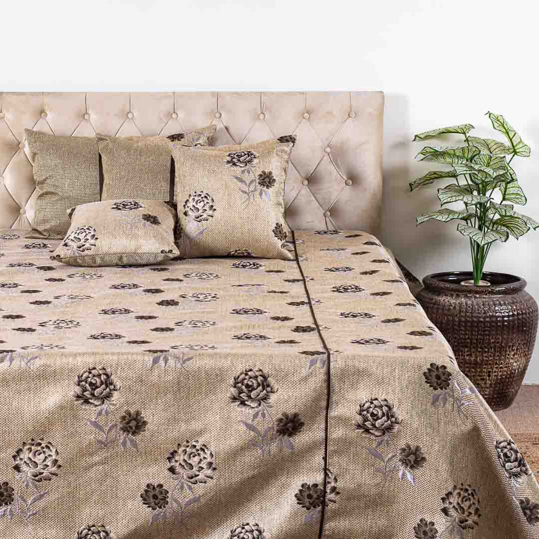 Flower Design King Size (100x110)-Inch Bedcover Set (1+2+2)