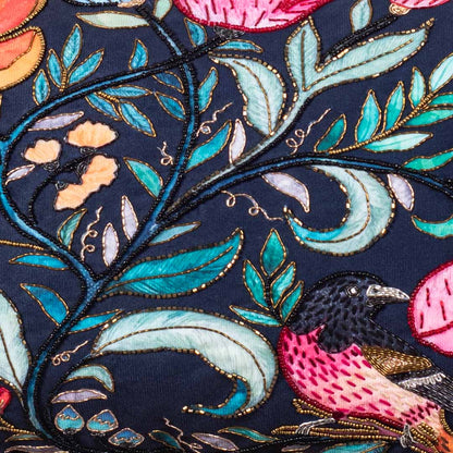 Designer Botanical &amp; Bird Motif Cushion Cover for Sofa Décor