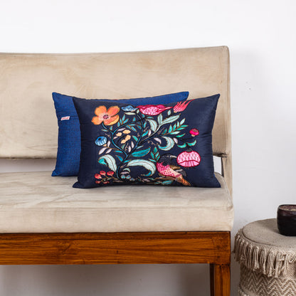 Designer Botanical &amp; Bird Motif Cushion Cover for Sofa Décor