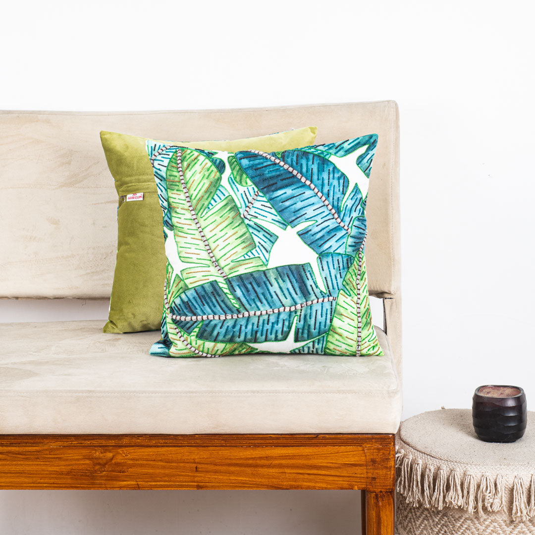 Luxury Tropical Leaf Print Cushion Cover for Modern Interiors
