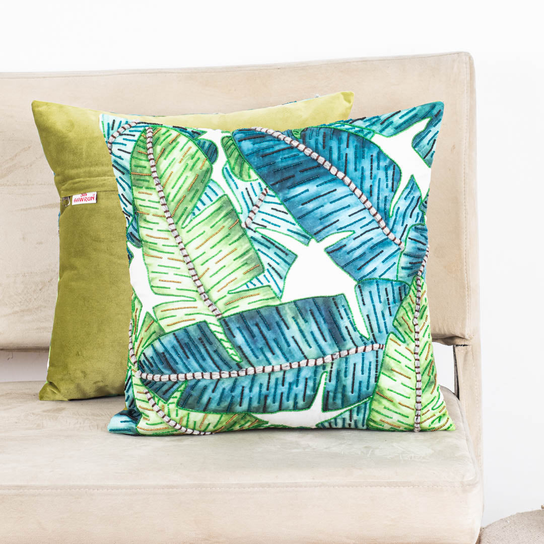 Luxury Tropical Leaf Print Cushion Cover for Modern Interiors