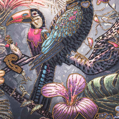 Luxury Jungle Theme Cushion Cover with Exotic Bird Artwork