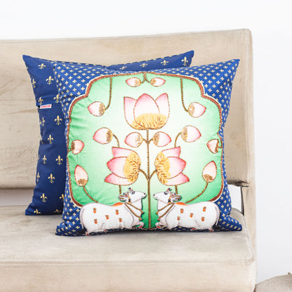 Lotus Embroidered Decorative Cushion Cover | Premium Velvet Home Décor – Aawrun