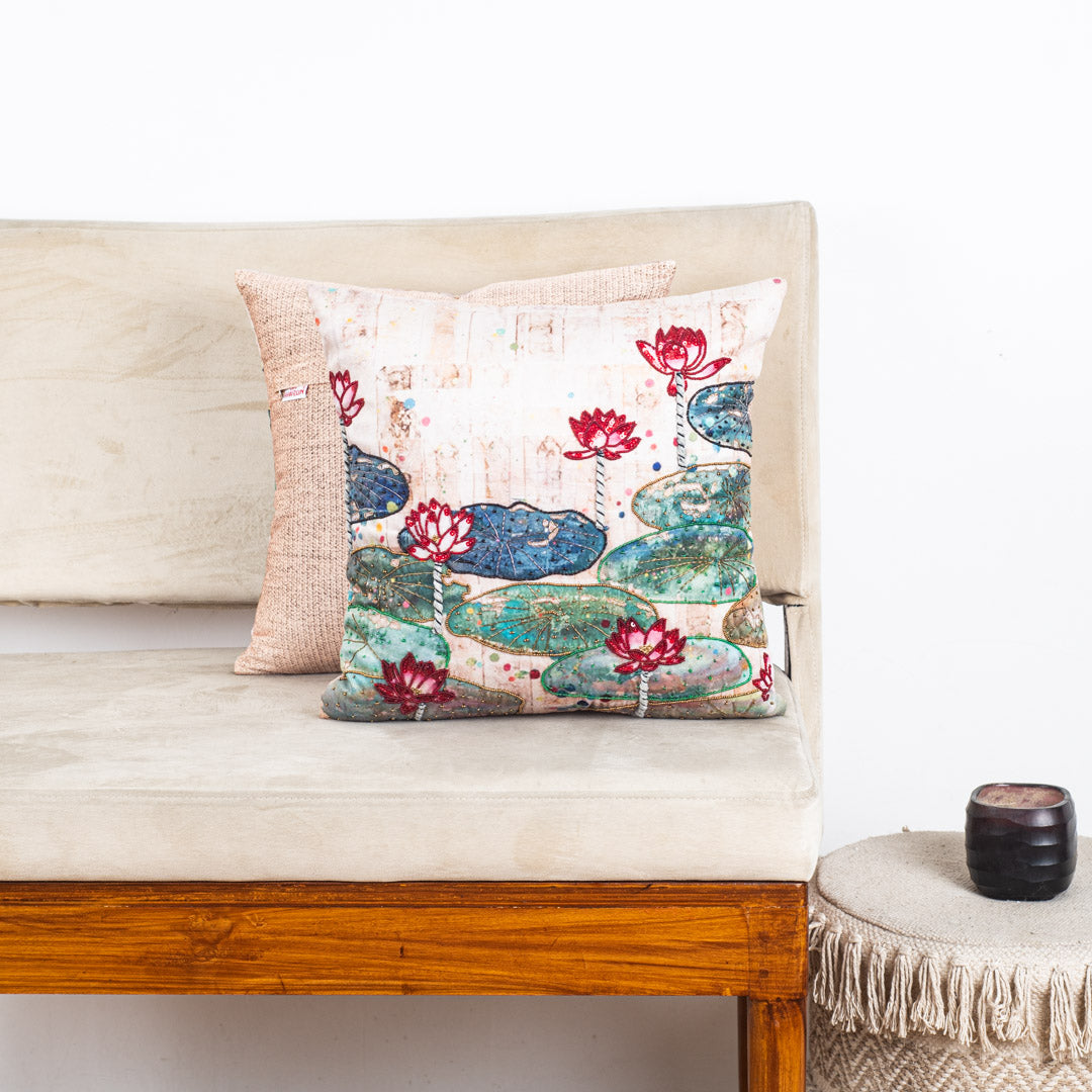 Designer Lotus Flower Cushion Cover for Sofa &amp; Living Room