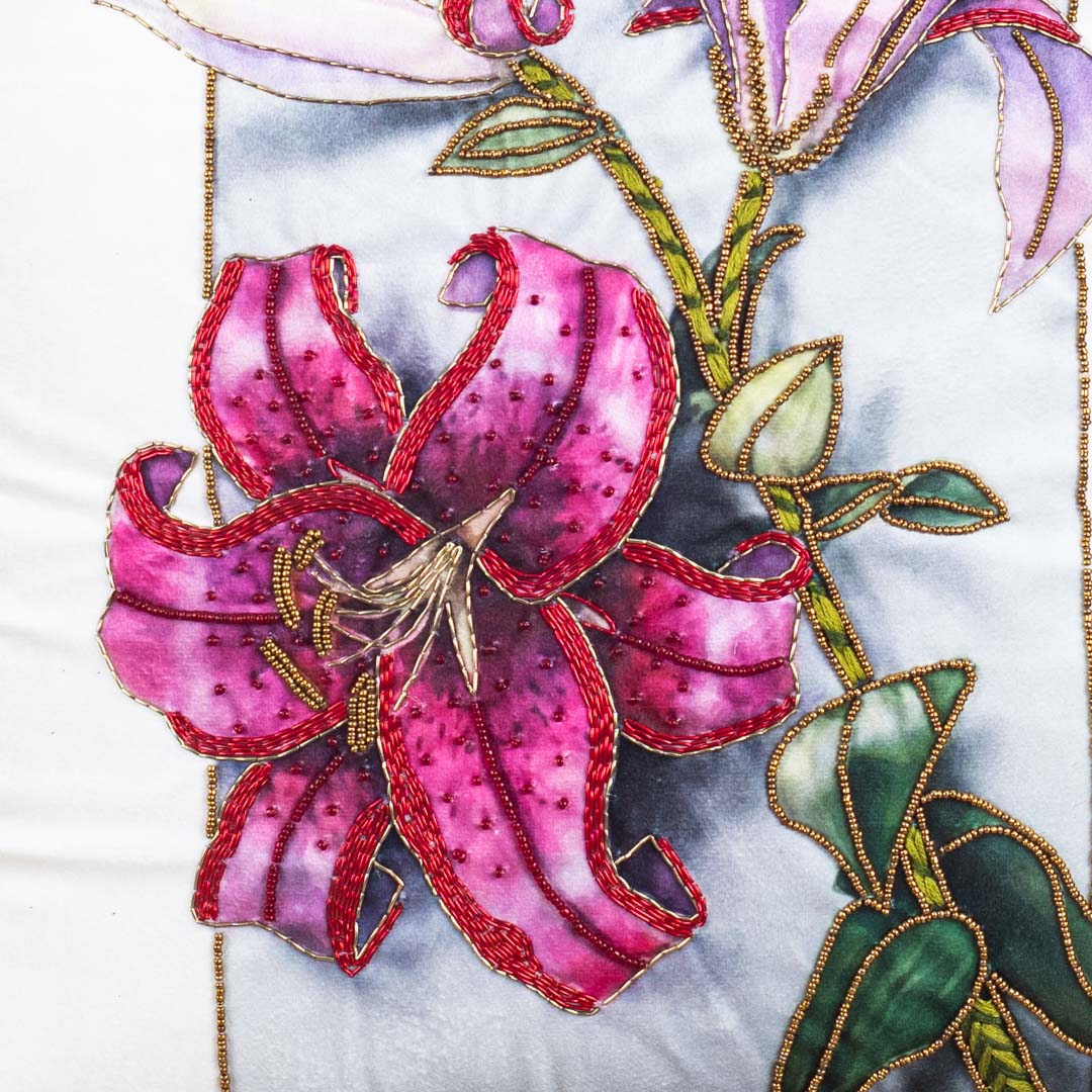 Designer Lily Flower Cushion Cover for Sofa &amp; Living Room