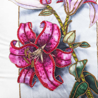 Designer Lily Flower Cushion Cover for Sofa &amp; Living Room