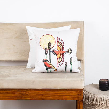 Designer Bird Motif Cushion Cover for Sofa &amp; Living Room