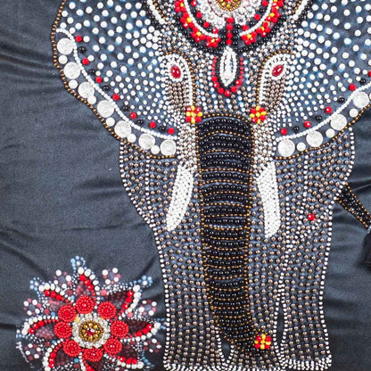 Designer Elephant Motif Cushion Cover with Decorative Embellishments
