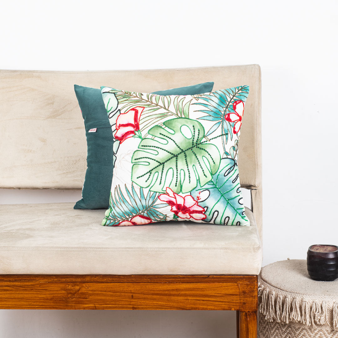 Designer Botanical Print Cushion Cover for Sofa &amp; Living Room