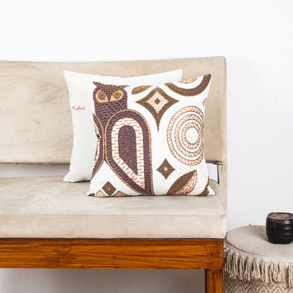 Elegant Owl Design Velvet Cushion Cover