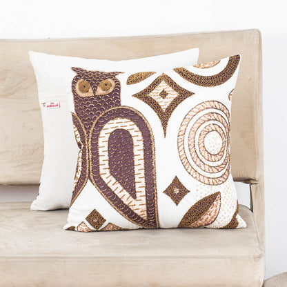 Elegant Owl Design Velvet Cushion Cover