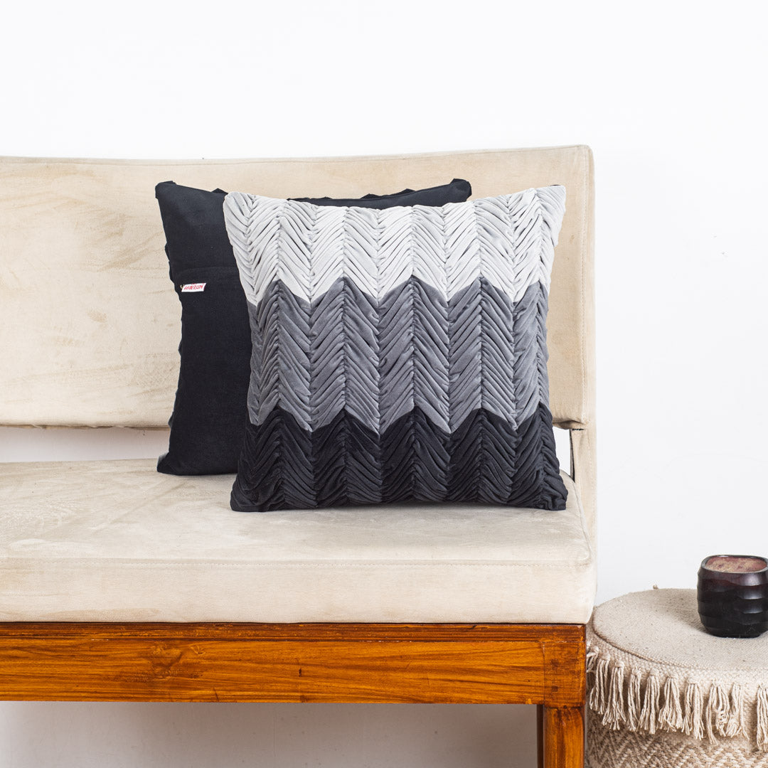 Premium Shaded Gathered Zig-Zag Design Cushion Cover