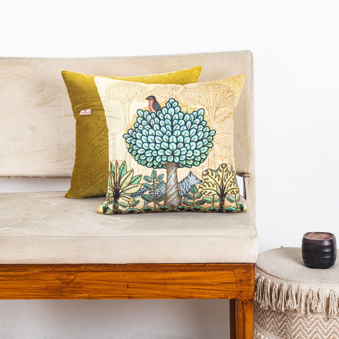 Rain Forest Design Velvet Cushion Cover