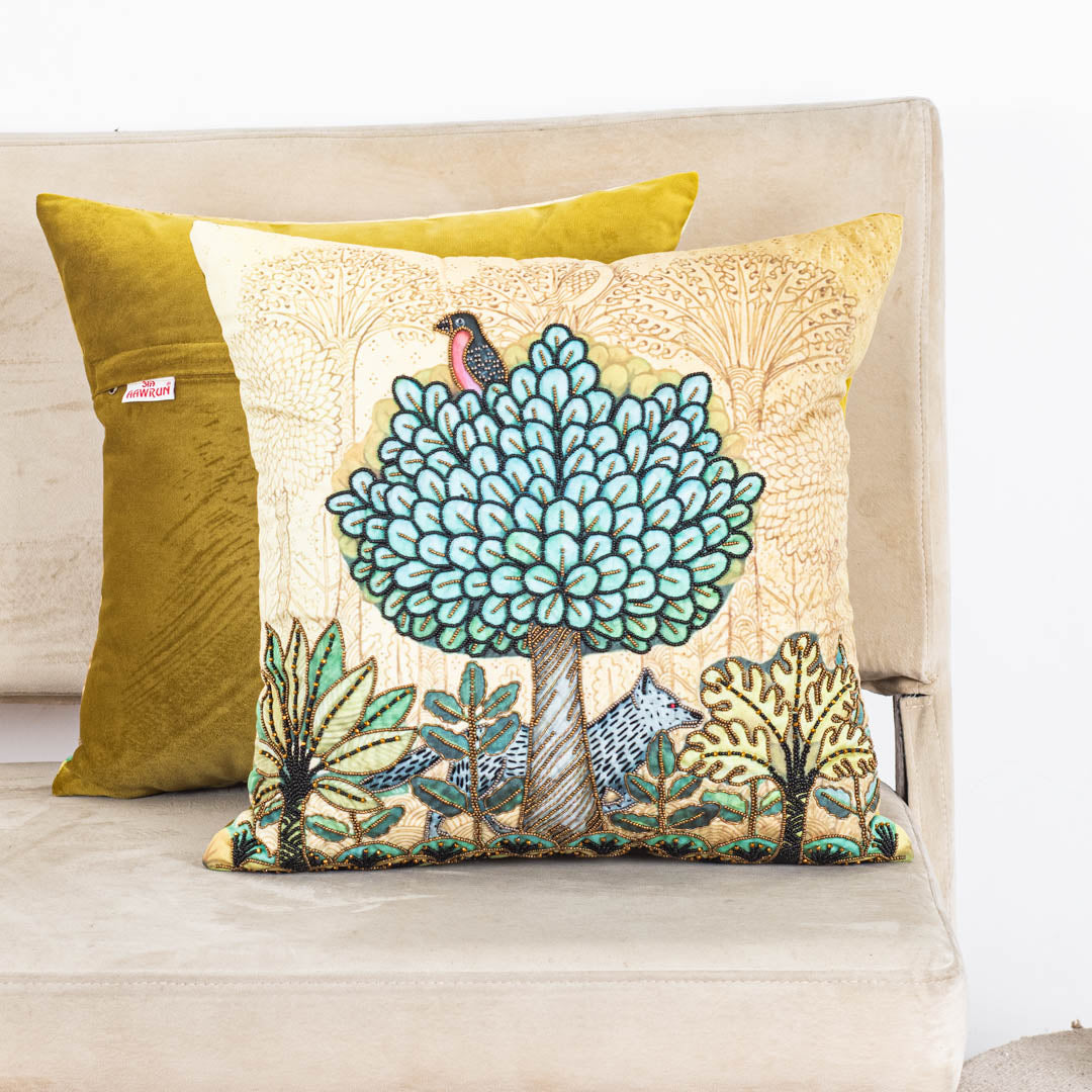 Rain Forest Design Velvet Cushion Cover