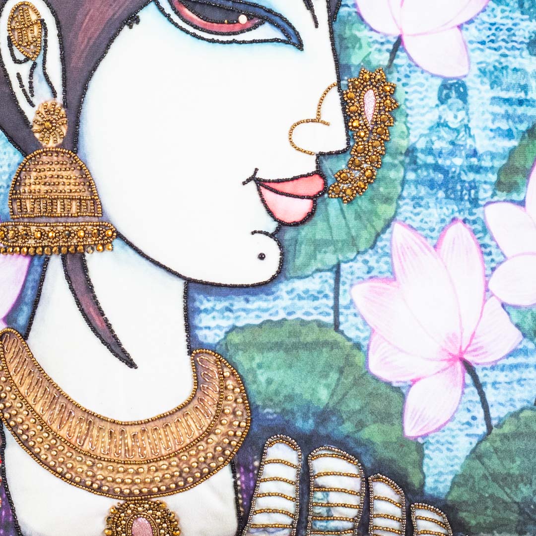 Colourful Indian Women Handwork Cushion Cover