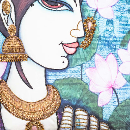 Colourful Indian Women Handwork Cushion Cover