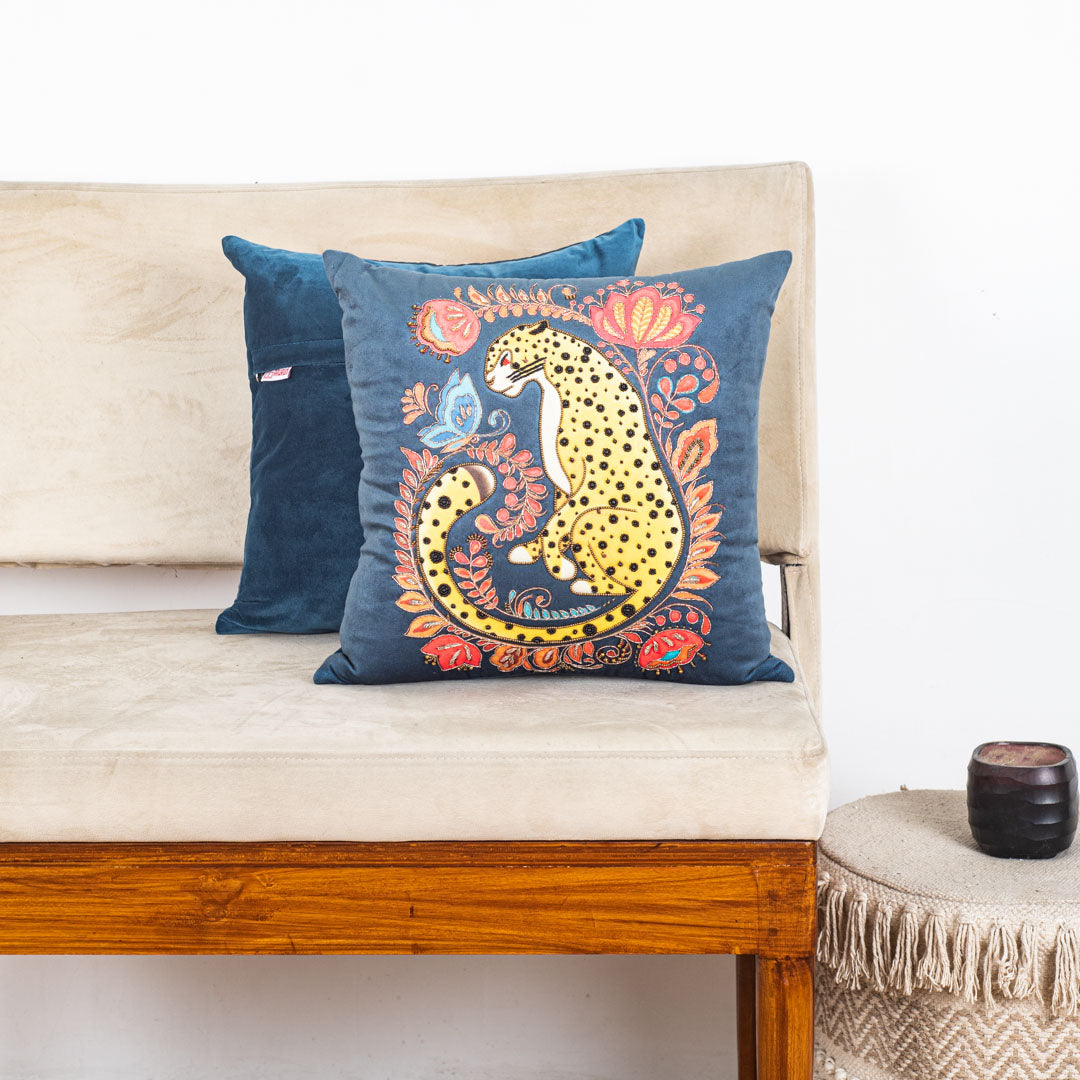 Fierce Floral Tiger Cushion Cover