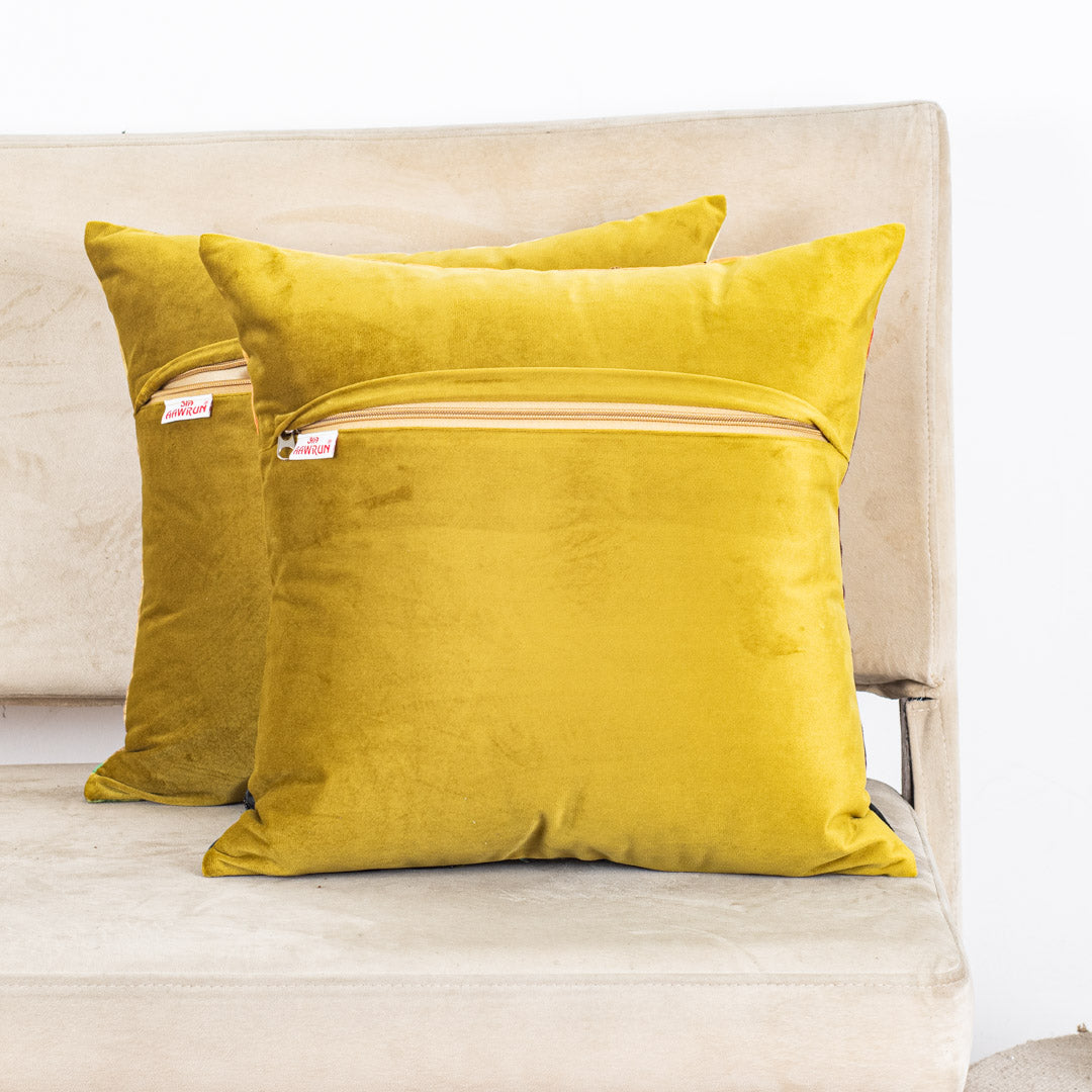 Graceful Lotus Embroidered Cushion Cover