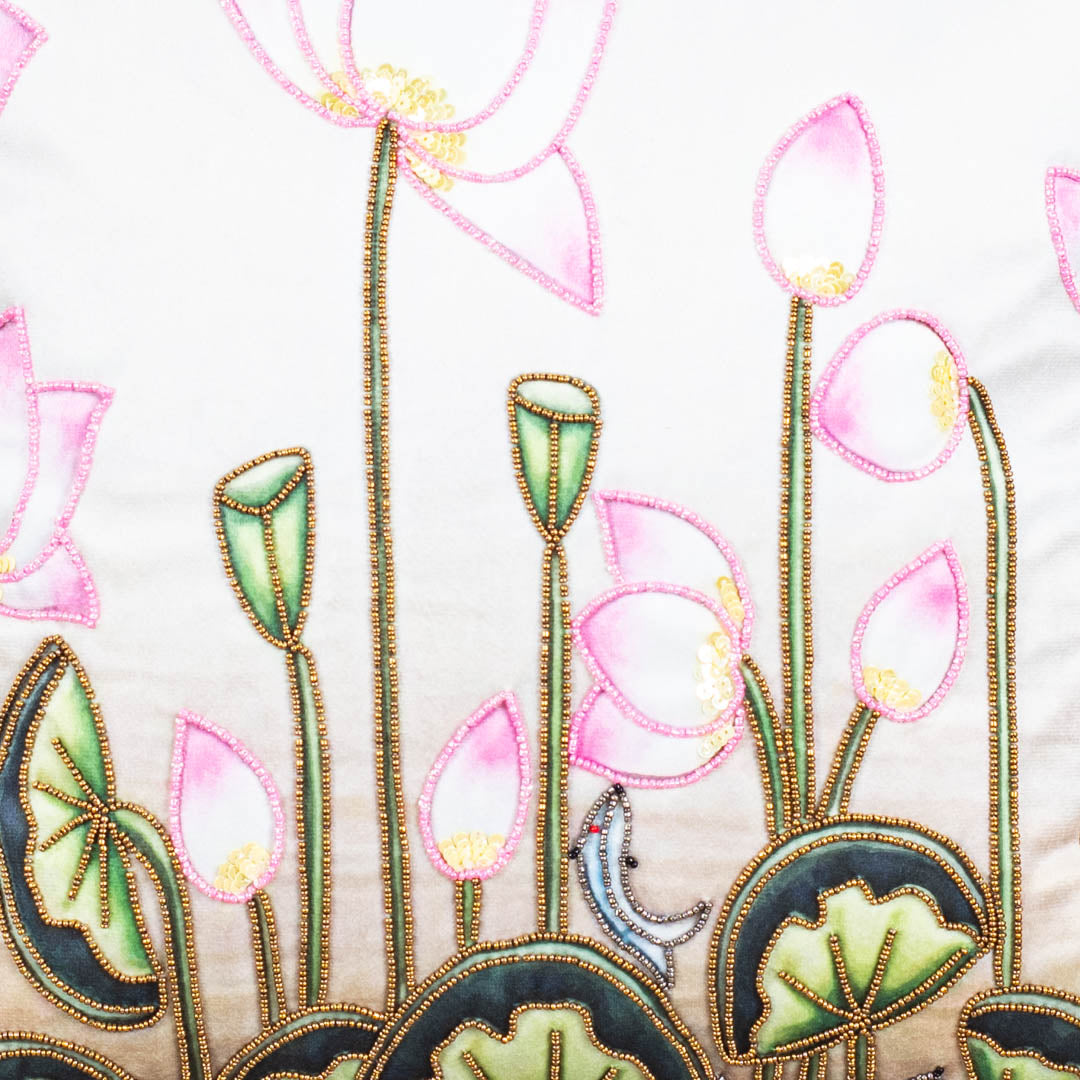 Colorful Divine Lotus Design Cushion Cover