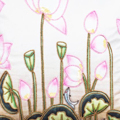 Colorful Divine Lotus Design Cushion Cover