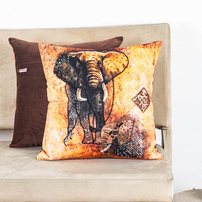Mother Elephant Cushion Cover with Handwork