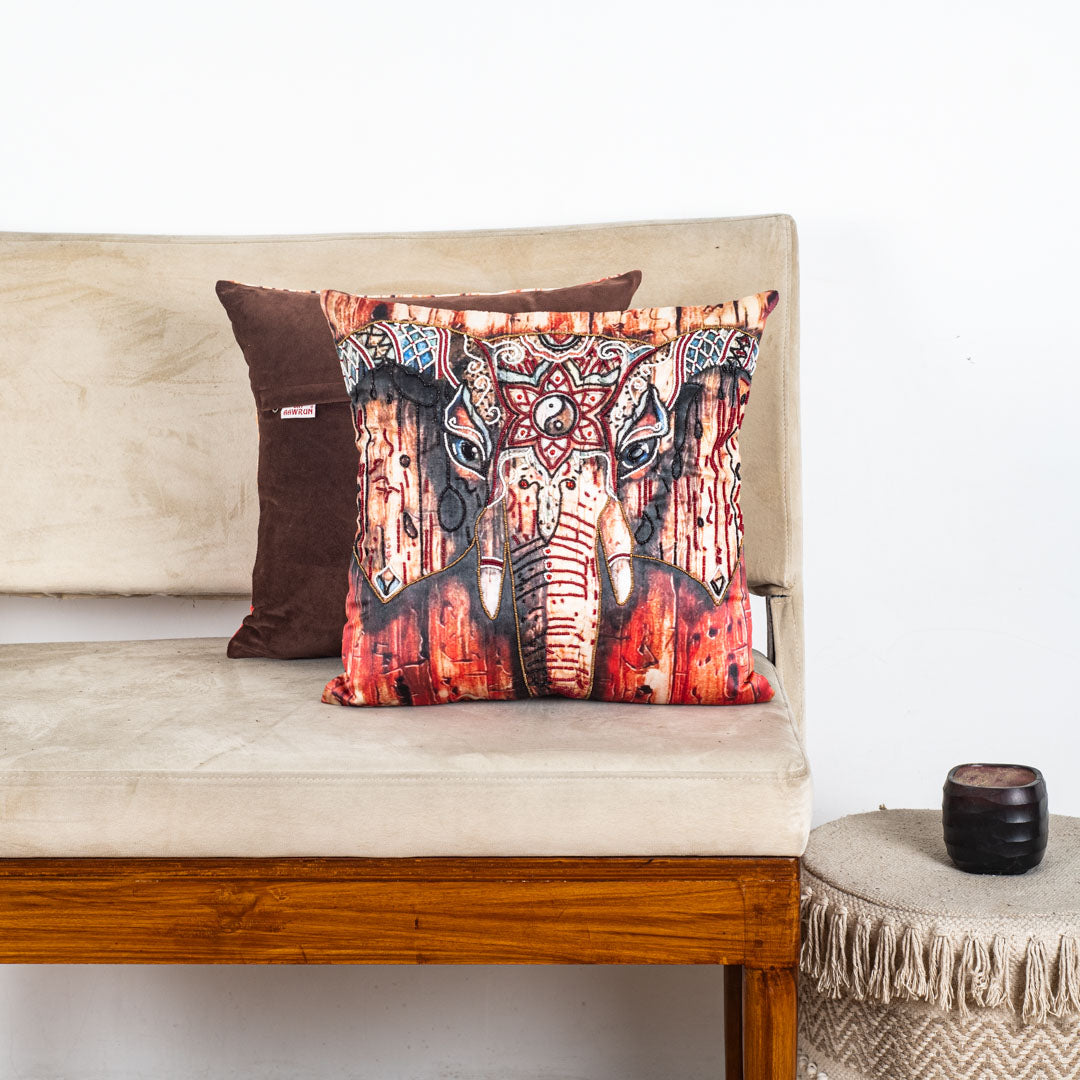 Elephant Mandala Design Cushion Cover