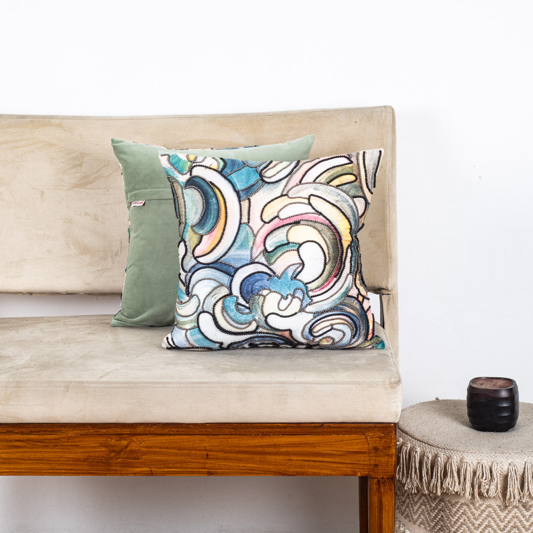 Vibrant Colourful Cloud Velvet Cushion Cover