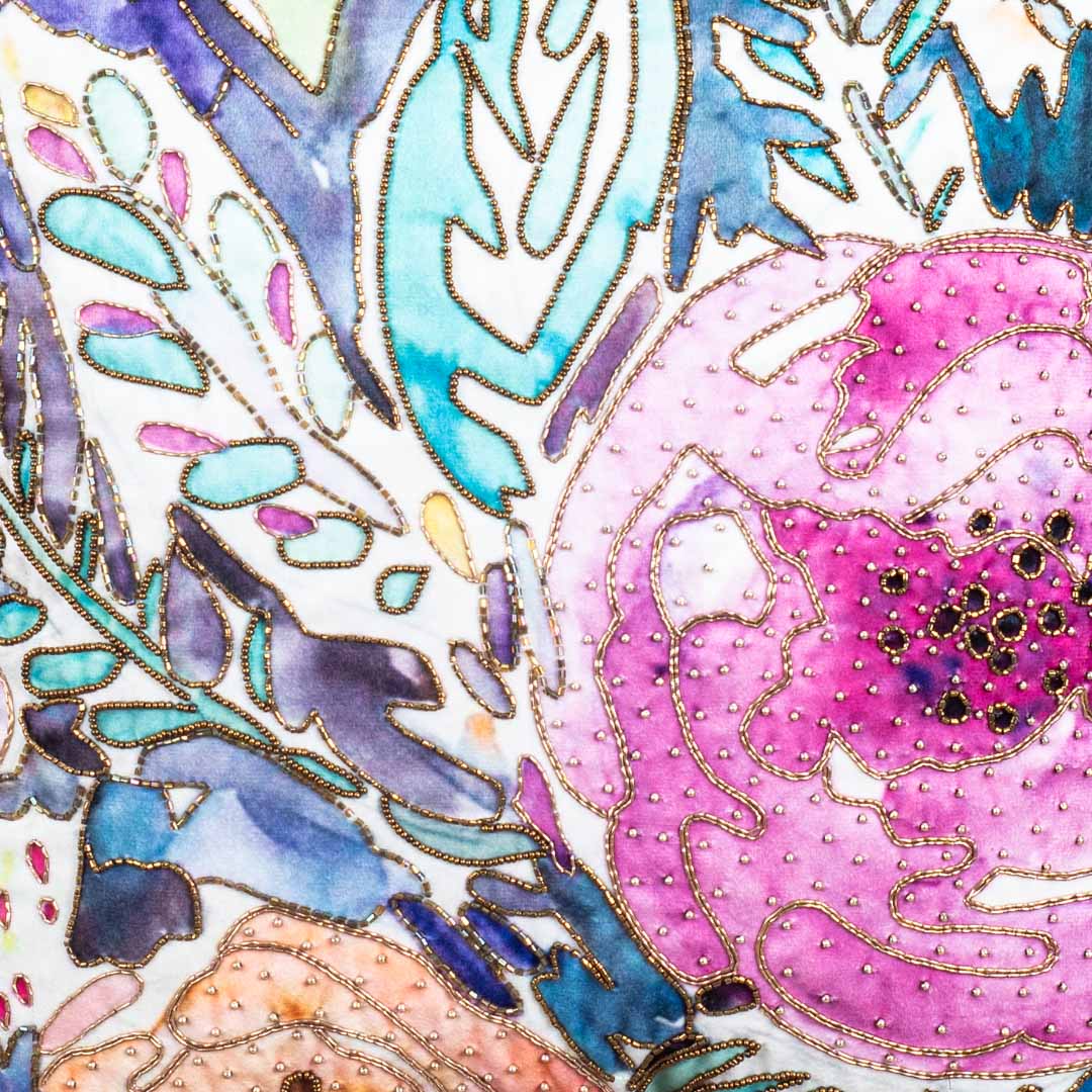 Embroidered Rose Dew Drop Cushion Cover