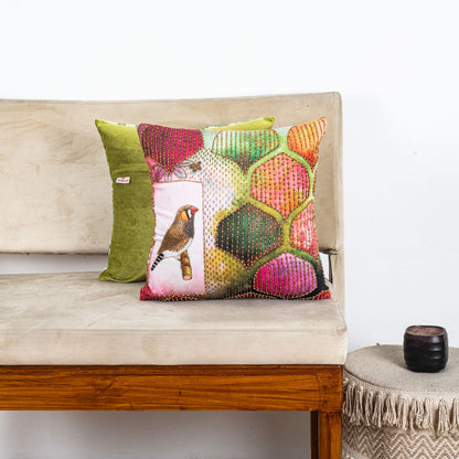 Designer Abstract Bird Pattern Cushion Cover for Sofa &amp; Living Room