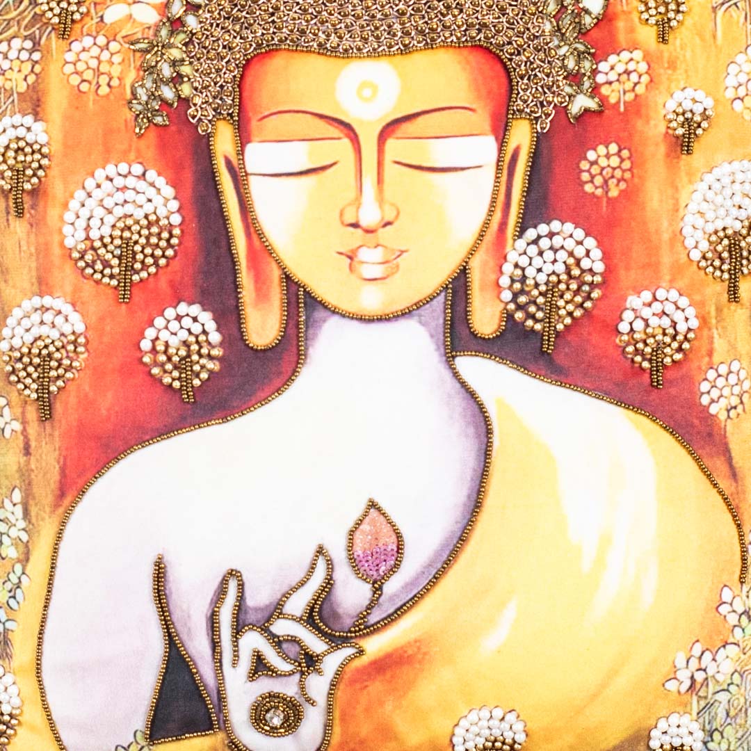 Serene Lord Buddha Printed Cushion Cover