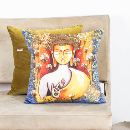 Serene Lord Buddha Printed Cushion Cover