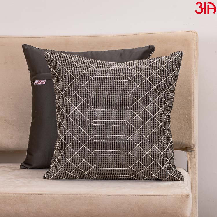 Geometric pattern black cushion