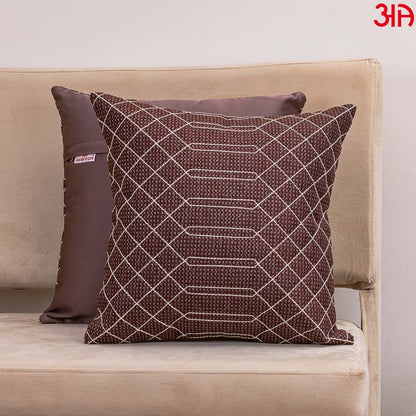 Geometric pattern brown cushion