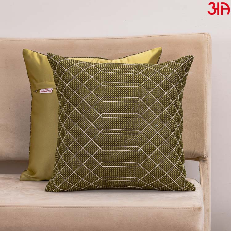 Geometric pattern green cushion