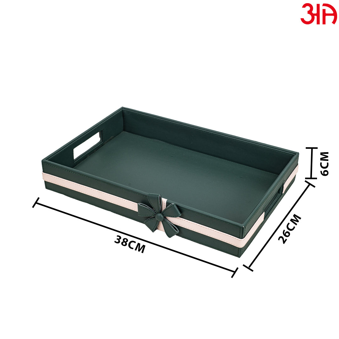 Bow Design Leather Tray (38x26x6) CM