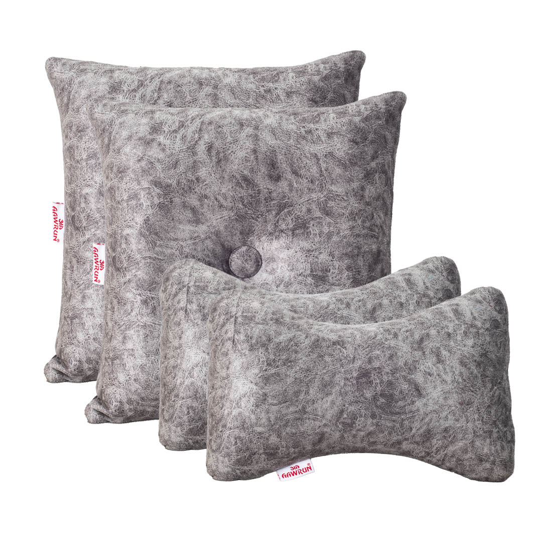 Premium Suede Fabric Cushion &amp; Neck Rest Pillow Set SHD-1
