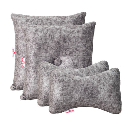 Premium Suede Fabric Cushion &amp; Neck Rest Pillow Set SHD-1