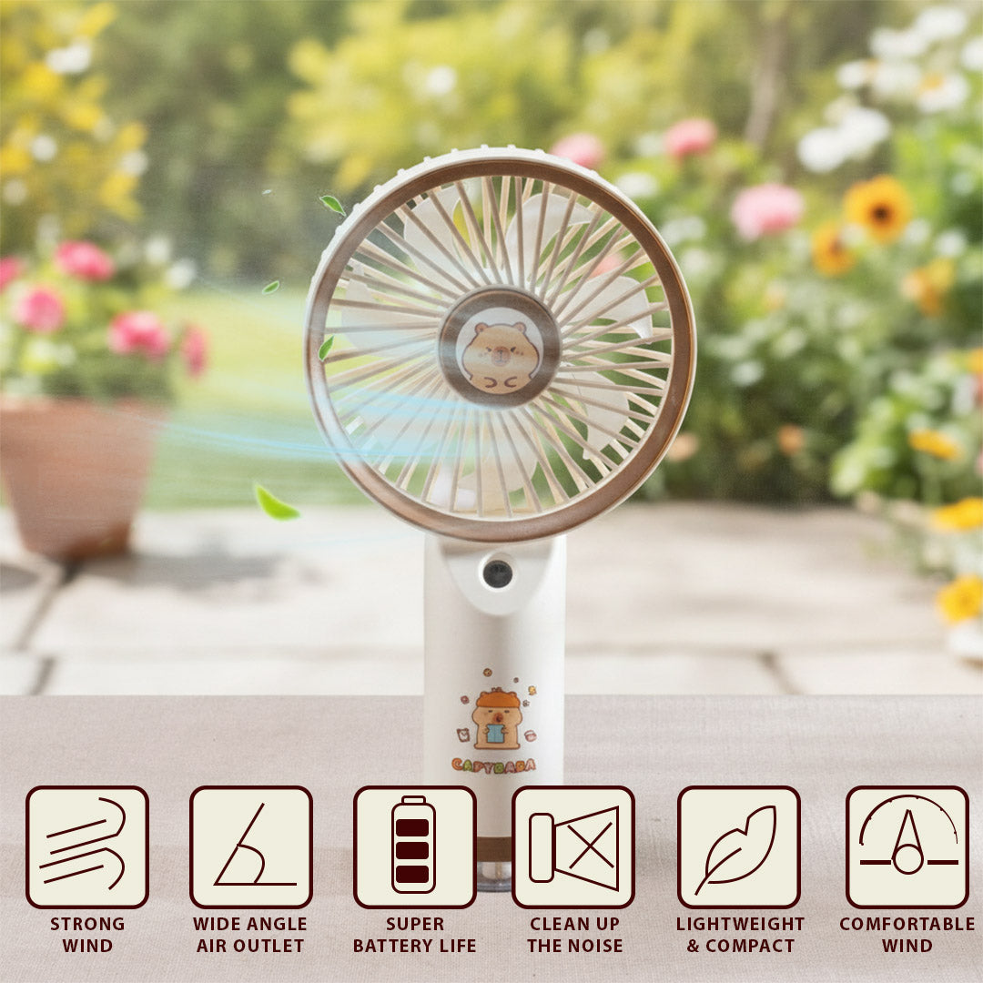 Cute Bear Portable Handheld Fan with Mist Spray – 10 x 20 x 4 CM-Plastic Body
