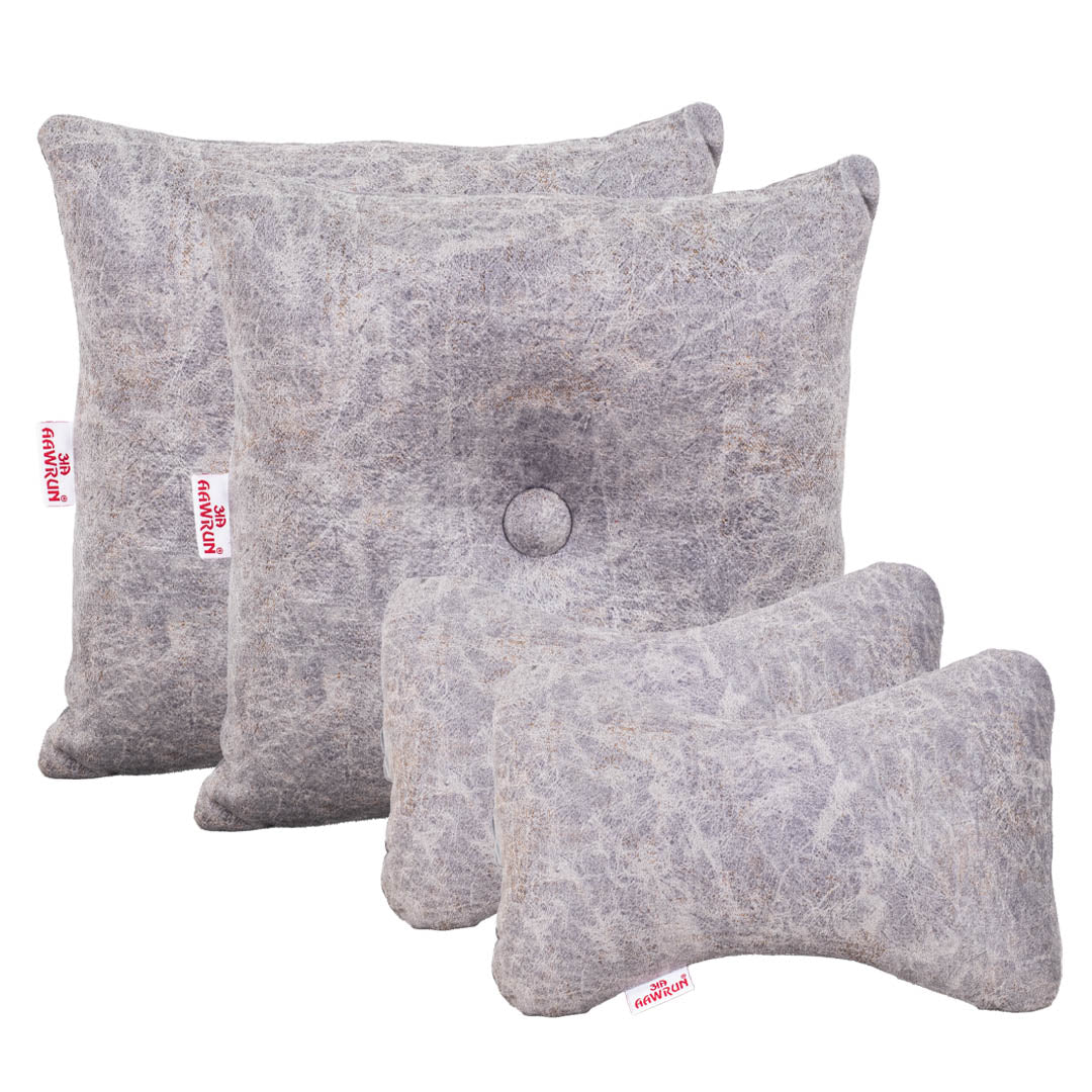 Premium Suede Fabric Cushion &amp; Neck Rest Pillow Set - SHD-4