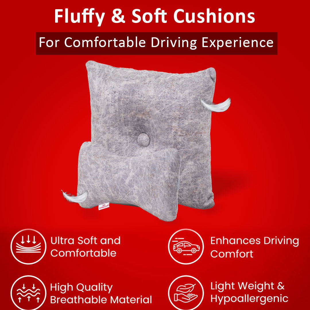 Premium Suede Fabric Cushion &amp; Neck Rest Pillow Set - SHD-4
